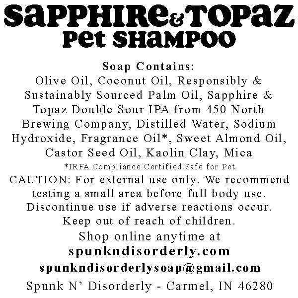 Pup Suds Pet Shampoo Label for 450 north brewing company sapphire and topaz by spunkndisorderly craft beer soaps