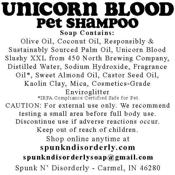 Pup Suds Pet Shampoo Label for 450 north brewing company unicorn blood by spunkndisorderly craft beer soaps