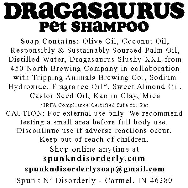 Pup Suds Pet Shampoo Label for 450 north brewing company dragasaurus by spunkndisorderly craft beer soaps