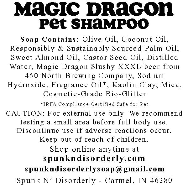 Pup Suds Pet Shampoo Label for 450 north brewing company magic dragon by spunkndisorderly craft beer soaps