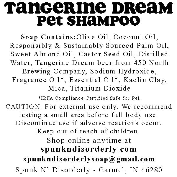 Pup Suds Pet Shampoo Label for 450 north brewing company tangerine dream by spunkndisorderly craft beer soaps
