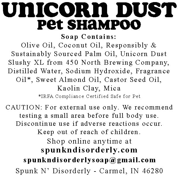 Pup Suds Pet Shampoo Label for 450 north brewing company unicorn dust by spunkndisorderly craft beer soaps
