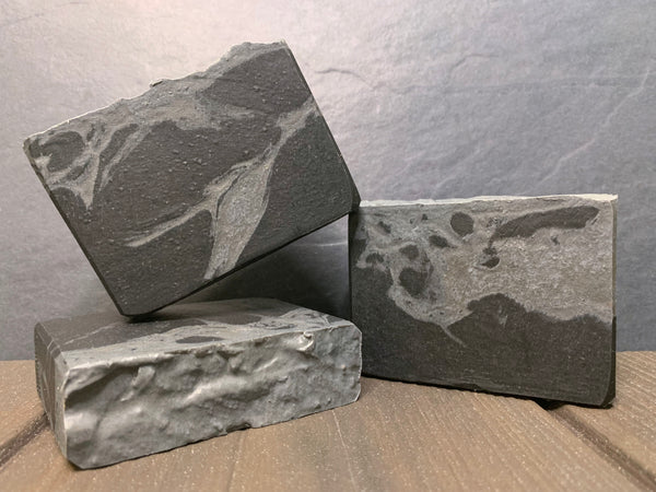 grey and black beer soap for him with activated charcoal gift ideas for him grey and black beer soap handcrafted with experimental ale from deciduous brewing company New Hampshire craft brewery spunkndisorderly beer soaps