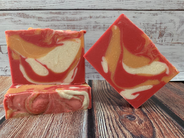 blood orange beer soap handmade. in texas with blood orange Gose craft beer from Braxton brewing company covington Kentucky craft brewery blood orange beer soap spunkndisorderly