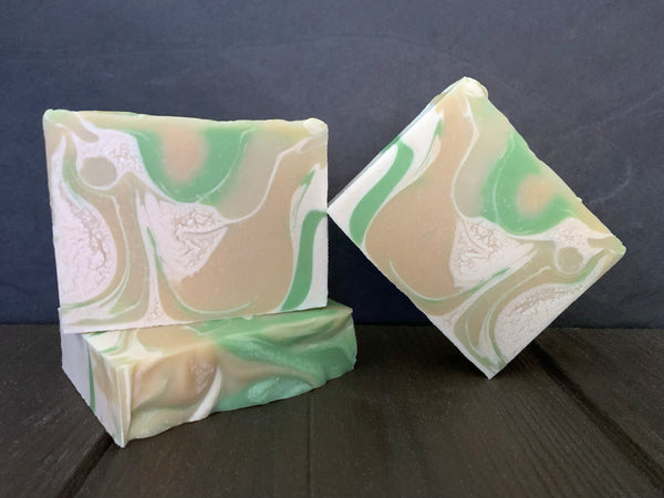 cold process soap artisan soap handmade with texas craft seltzer from urban south brewery htx Houston texas craft brewery yellow and green seltzer soap spunkndisorderly craft beer soaps