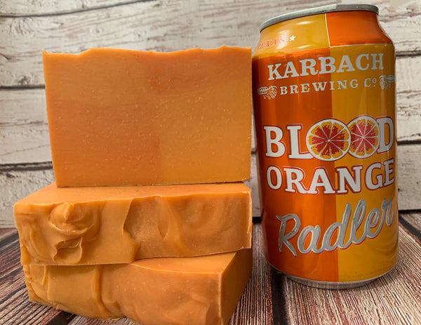 blood orange radler beer soap handmade in texas with beer from karbach brewing company houston texas brewery spunkndisorderly craft beer soap blood orange artisan soap