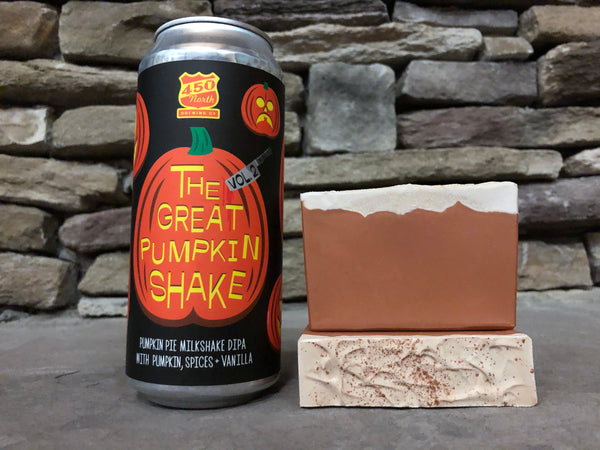 pumpkin craft beer soap handmade in indiana with great pumpkin shake milkshake dipa beer from 450 north brewing company Columbus indiana craft brewery spunkndisorderly craft beer soap for him
