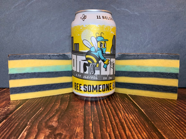 yellow black teal craft beer soap with activated charcoal for him craft beer soap handmade in texas with bee someone craft beer from 11 below brewing company houston texas craft brewery