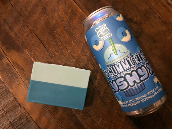 blue gummi rings craft beer soap handmade in indiana with craft beer from 450 north brewing company blue raspberry beer soap spunkndisorderly