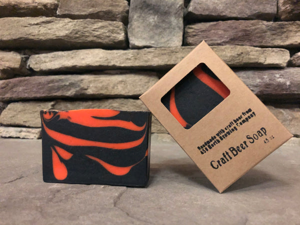 artisan soap handmade in indiana craft beer soap made with craft beer from 450 north brewing company soap for him with activated charcoal orange and black soap
