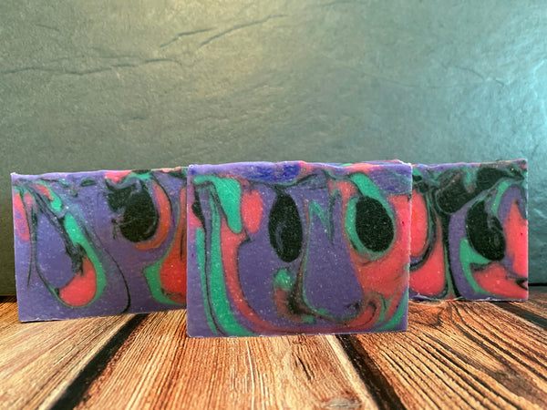 colorful beer soap for her handmade with devour me India pale ale craft beer from anchorage brewing company anchorage Alaska craft brewery activated charcoal soap spunkndisorderly