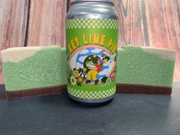 craft beer soap handmade with key lime pie sour ale from prairie artisan ales mcalester Oklahoma craft brewery exfoliating beer soap for him spunkndisorderly craft beer soaps key lime pie soap with exfoliating crust