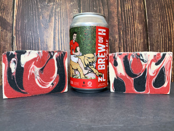 Texas beer soap made with brew of h pale ale from no label brewing co Katy Texas craft brewery U of H Cougar owned business university of Houston cougar gift idea UH gift ideas for him beer soap for him with activated charcoal spunkndisorderly craft beer soap