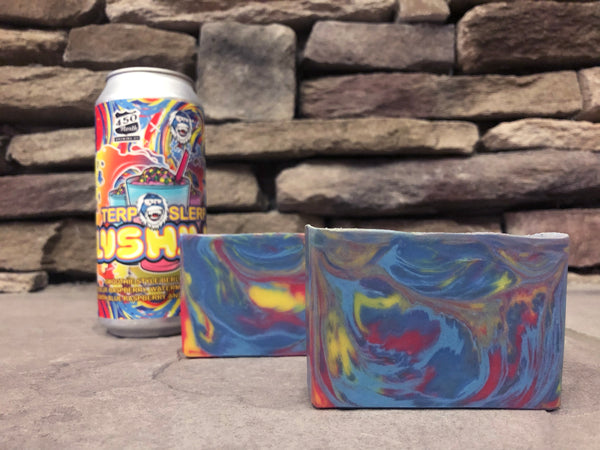 craft beer soap handmade in Indiana with Indiana beer from 450 north brewing company terp slerp slushy xl colorful swirl soap for her beer soap for her beer soap for him spunkndisorderly craft beer soap