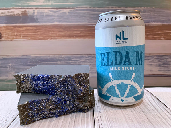 blue craft beer soap handmade in texas with elda m milk stout craft beer from no label brewing company Katy texas craft brewery sea salt spunkndisorderly