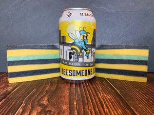yellow and black striped beer soap for him with activated charcoal handmade with 11 below brewing company craft beer soap by spunkndisorderly craft beer soaps spunkndisorderly.com 