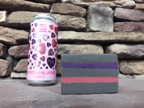 grey purple and pink beer soap amethyst and pink sapphire sour ipa from 450 north brewing company beer soap by spunkndisorderly craft beer soaps spunkndisorderly.com