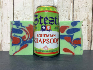 red blue and green beer soap bohemian rhapsody wheat beer from stesti brewery lovelady texas beer soap by spunkndisorderly craft beer soaps spunkndisorderly.com