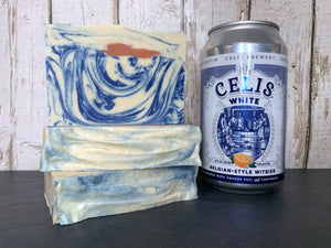 white and blue beer soap celis white witbier beer soap celis brewery texas craft beer soap by spunkndisorderly craft beer soaps spunkndisorderly.com orange clove beer soap