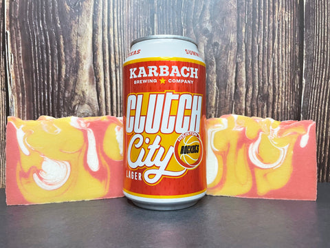 red yellow white beer soap for him rockets themed beer soap made with clutch city lager from karbach brewing company