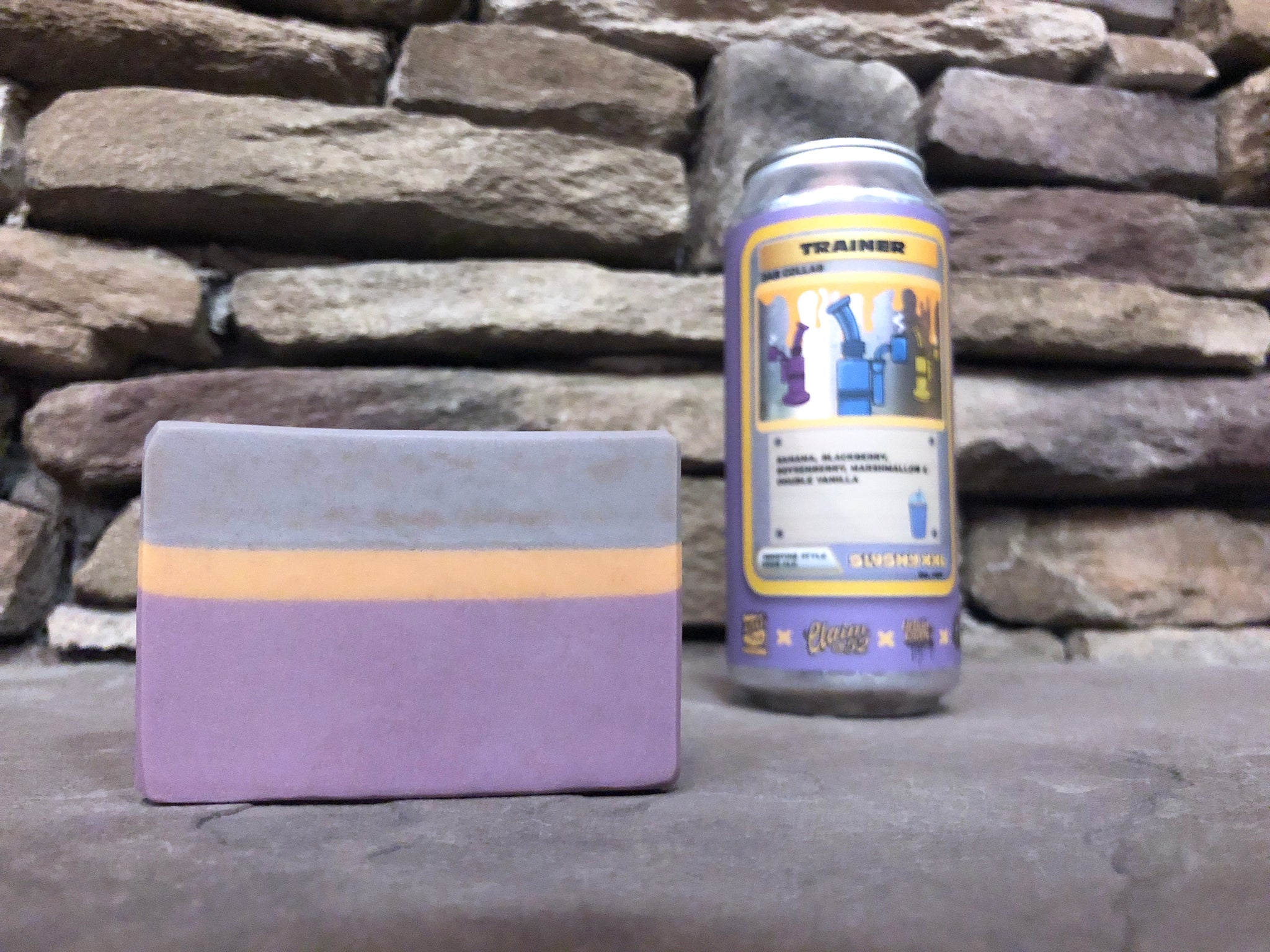 Lilac and purple beer soap made with dab collab slushy xxl from 450 north brewing company in collaboration with claim 52 urban south brewery and baabaa brewhouse beer soap by spunkndisorderly craft beer soaps spunkndisorderly.com