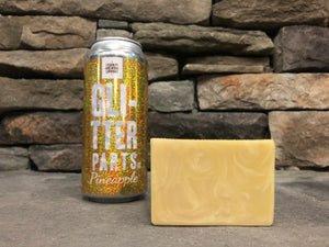 yellow swirl beer soap by spunkndisorderly craft beer soaps handmade with pineapple glitter parts milkshake ipa from levante brewing company Pennsylvania craft brewery pineapple soap 
