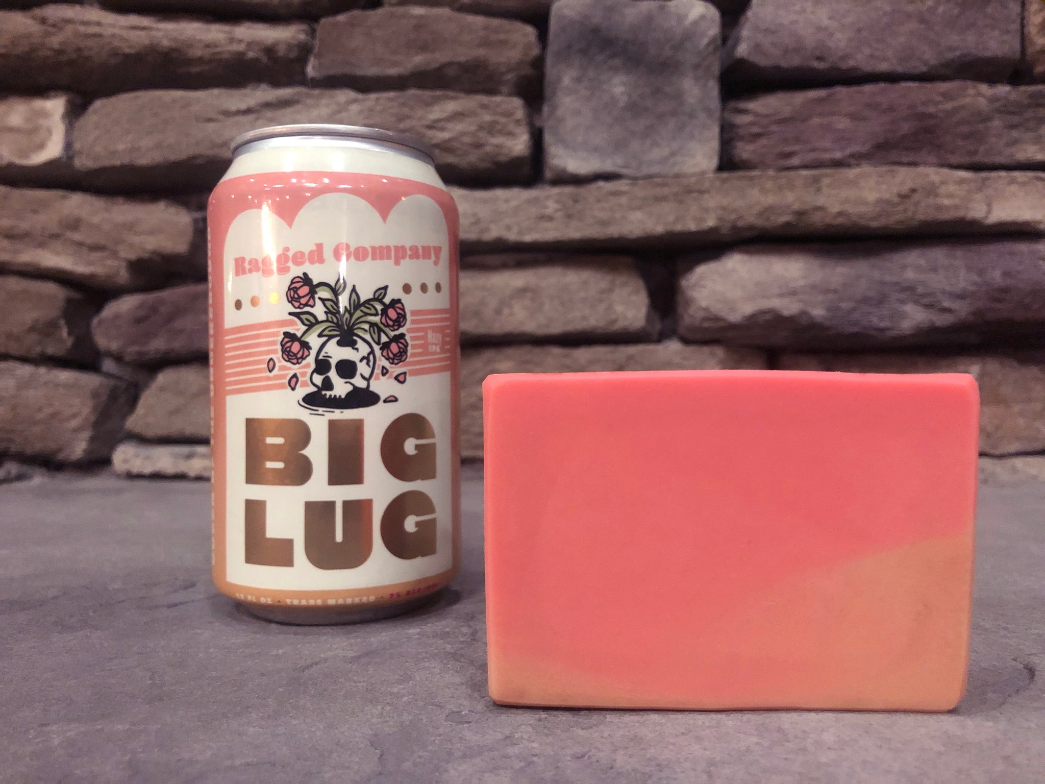 peach to pink ombre beer soap made with ragged company hazy ipa from big lug brewing beer soap by spunkndisorderly craft beer soaps