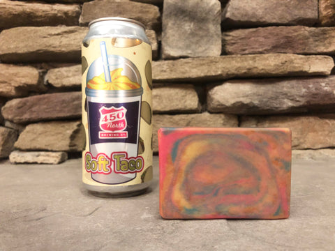 pink yellow blue orange swirl beer soap made with soft taco slushy xxxl from 450 north brewing company beer soap by spunkndisorderly craft beer soap