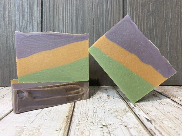 purple gold and green beer soap by spunkndisorderly beer soaps king cake inspired beer soap 