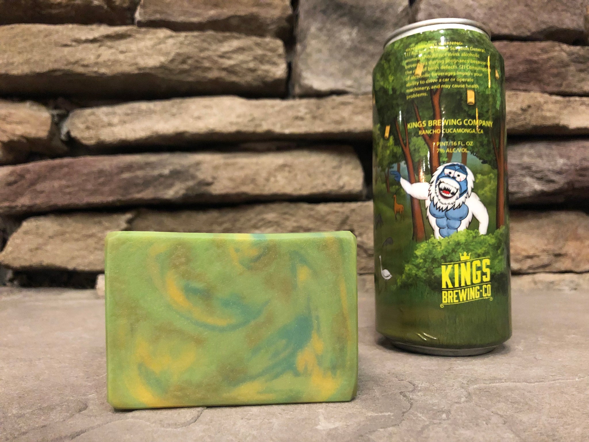 terp slerp frose beer soap by spunkndisorderly craft beer soaps made with terp slerp frose from kings brewing company Rancho Cucamonga California craft brewery green yellow and blue beer soap