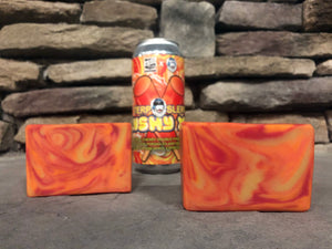 orange yellow and red beer soap by spunkndisorderly beer soaps handmade beer soap hand made with terp slerp remix slushy xxl beer by 450 North Brewing company in collaboration with terp slerp slush beer soap 