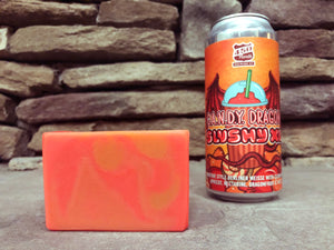 yellow and orange beer soap for him handcrafted with CANDY Dragon Slushy XL from 450 North Brewing company Columbus indiana brewery beer soap for sale by spunkndisorderly beer soaps