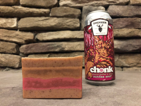 craft beer soap handmade with North Dakota craft beer from Drekker brewing co Fargo North Dakota brewery peanut butter and jelly beer soap with apricot seed powder spunkndisorderly craft beer soap