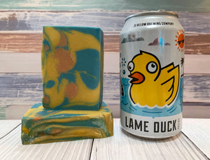 yellow orange and blue beer soap texas beer soap made with lame duck pale ale from 11 below brewing company texas craft beer soaps by spunkndisorderly craft beer soaps for sale