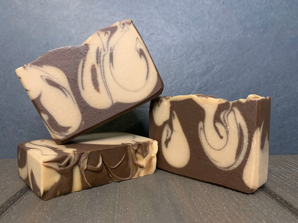 Peanut Butter Banana Sammich Stout beer soap handmade in texas with texas craft beer from 903 brewers texas brewery brown and tan banana peanut butter beer soap for sale by spunkndisorderly craft beer soaps