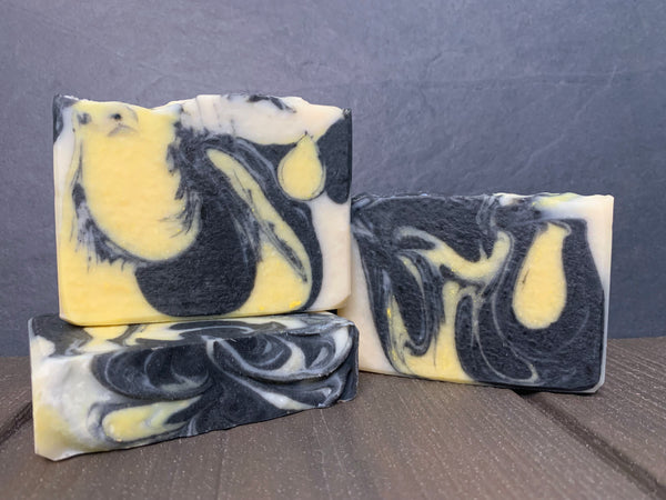 cream yellow and black beer soap with activated charcoal artisan soap cold process swirl soap by spunkndisorderly beer soaps handcrafted in texas with Oregon beer