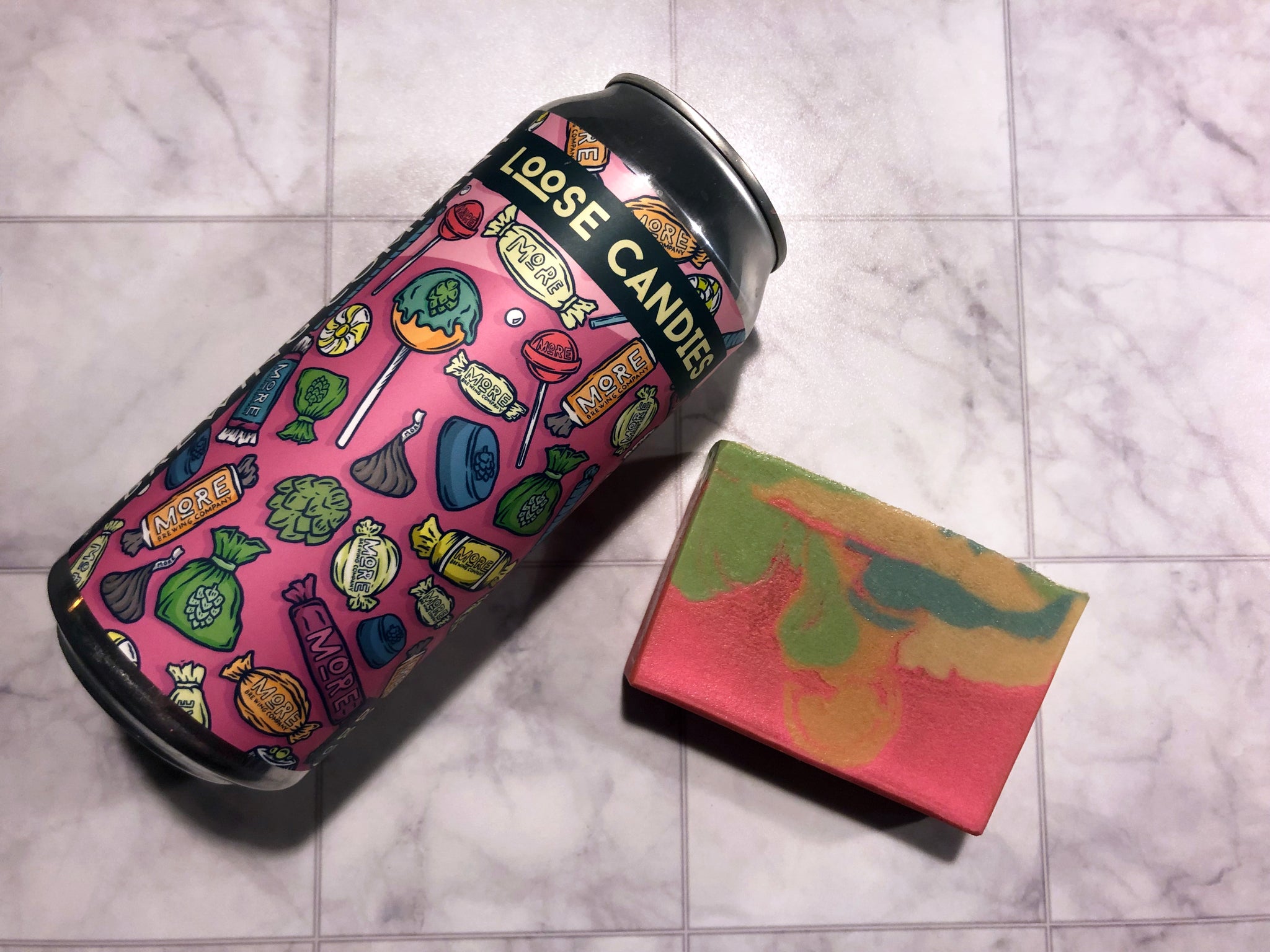 pink green yellow blue and orange beer soap handmade with loose candies ddh dipa from more brewing company villa park Illinois brewery candy beer soap by spunkndisorderly craft beer soaps loose candies double dry hopped double ipa beer soap