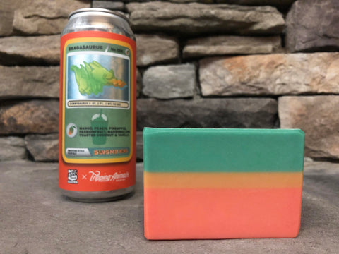dragasaurus beer soap handmade in indiana with dragasaurus slushy xxl beer from 450 north brewing company teal orange and yellow beer soap by spunkndisorderly tropical fruity beer soap for sale
