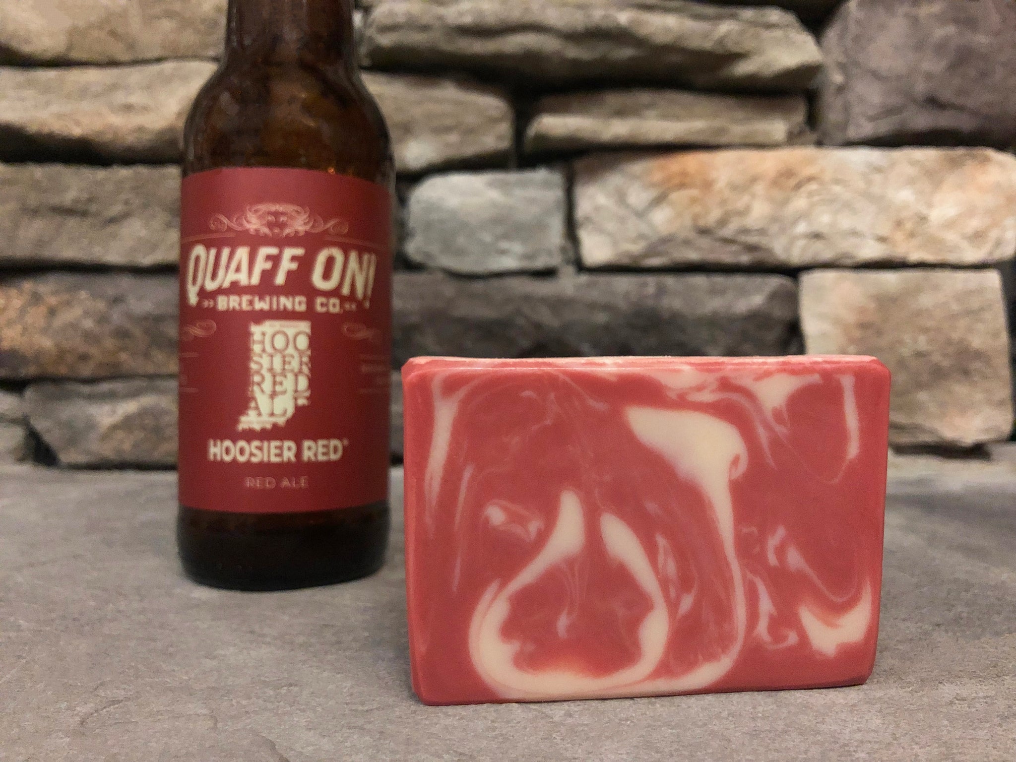 indiana beer soap handcrafted in indiana with hoosier red ale from quaff on brewing company indiana craft brewery red and tan swirl beer soap for him cold process beer soap for sale by spunkndisorderly beer soaps 