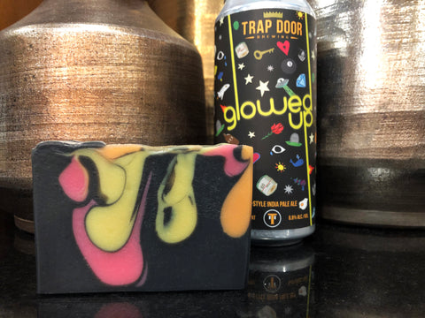 Washington beer soap for sale Washington craft beer soap handcrafted with glowed up NE-Style IPA from trap door brewing orange yellow black and pink beer soap for her glow in the dark beer soap by spunkndisorderly 