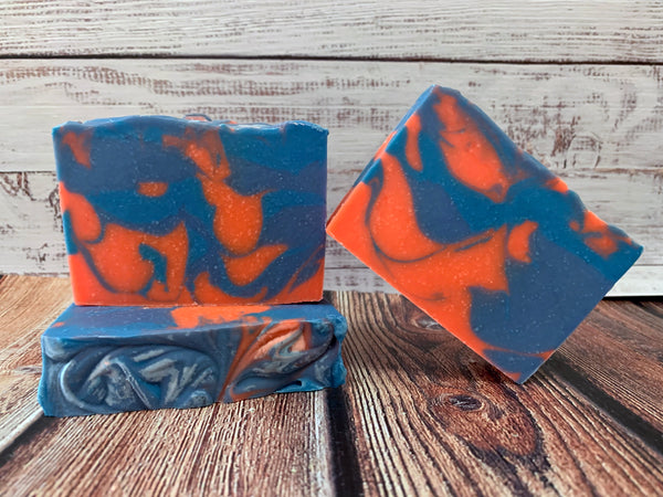 orange and blue beer soap artisan soap handmade in texas craft beer soap made with le mort vivant craft beer from SSBC spunkndisorderly
