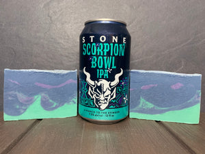 California beer soap handmade in texas with scorpion bowl ipa from stone brewing Escondido California craft brewery teal purple and navy beer soap by spunkndisorderly craft beer soaps 