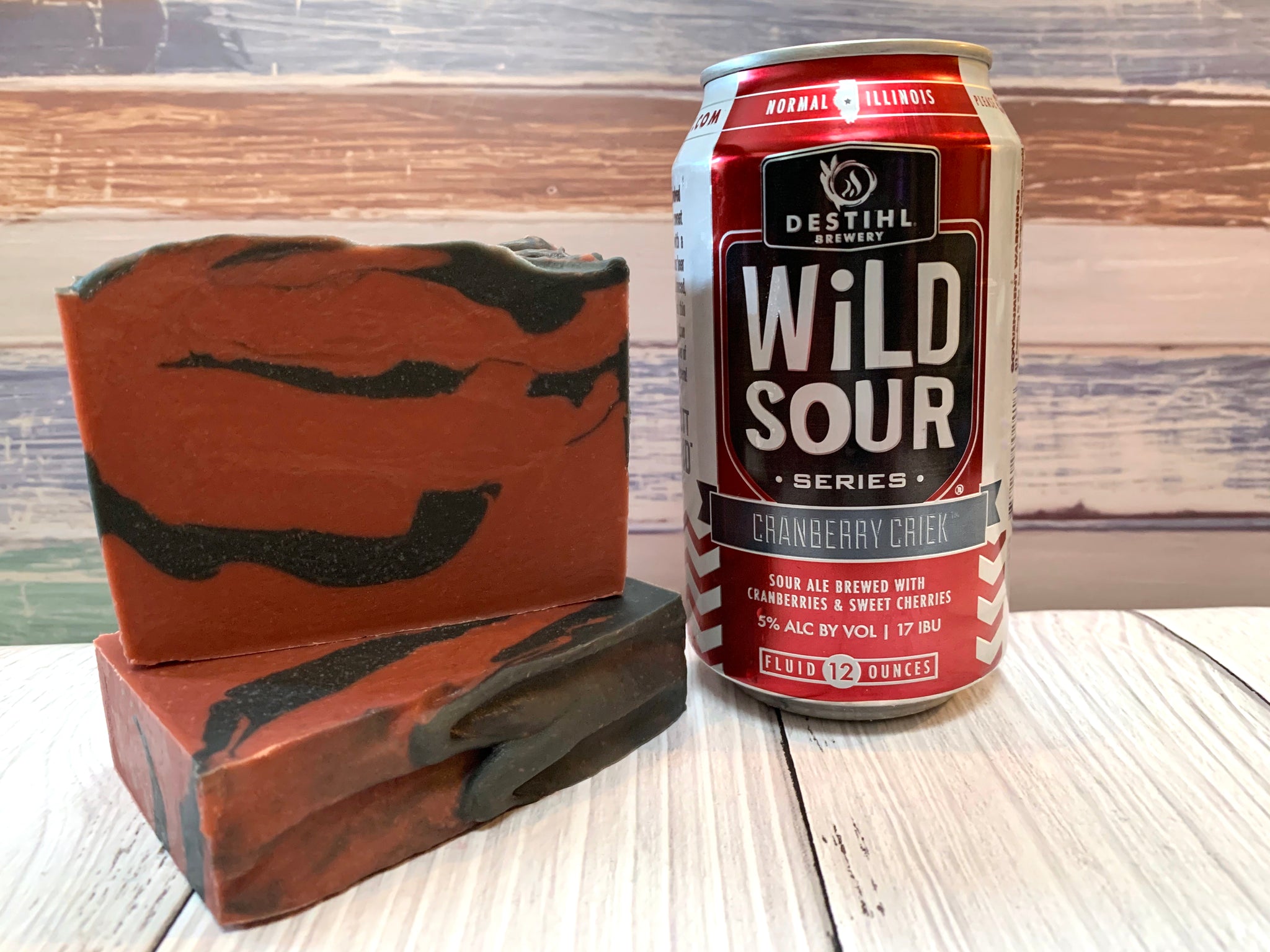 craft beer soap handmade with cranberry criek beer from destihl brewery normal Illinois cranberry beer soap with activated charcoal red and black beer soap spunkndisorderly