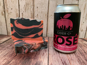 texas cider soap handmade in texas with rose real Houston cider from Houston cider co pink and black cider soap for her Houston cider soap by spunkndisorderly craft beer soaps cold process cider soap