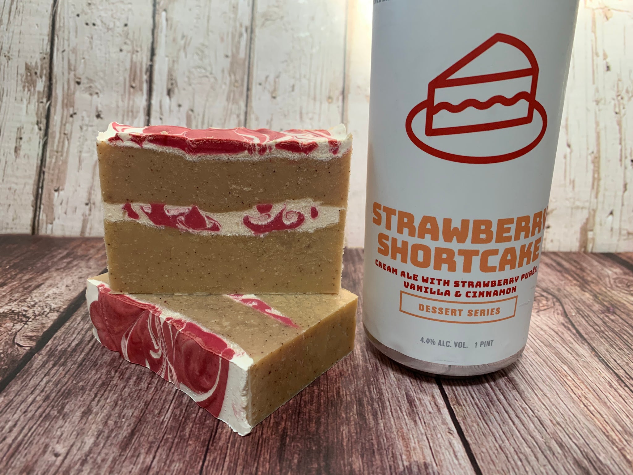 strawberry shortcake craft beer soap handmade with craft beer from Braxton brewing company dessert craft beer soap