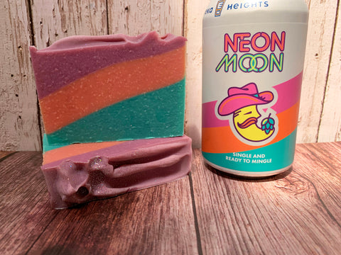 craft beer soap handmade in texas with neon moon craft beer from eureka heights brewing company houston texas craft brewery striped soap for him orange teal and pink craft beer soap spunkndisorderly