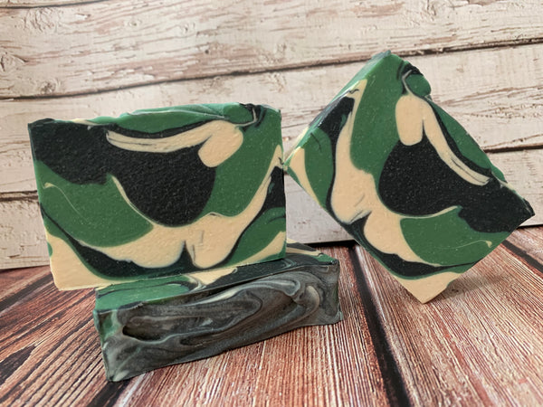 white black and green craft beer soap for him with activated charcoal handmade in texas with old chub craft beer from Oskar blues brewery Austin texas craft brewery spunkndisorderly craft beer soaps artisan soap for him