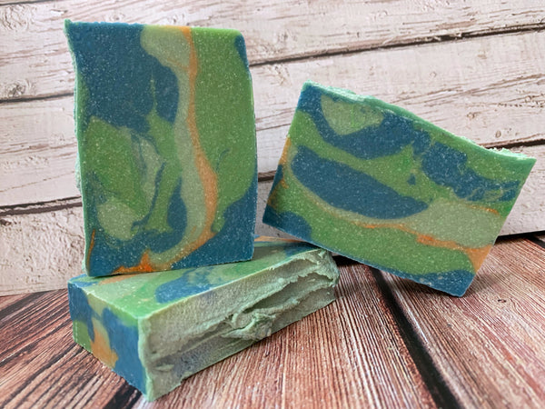 green blue and orange beer soap handmade in texas with hop delusion beer from karbach brewing company artisan soap handmade in texas by spunkndisorderly craft beer soaps 