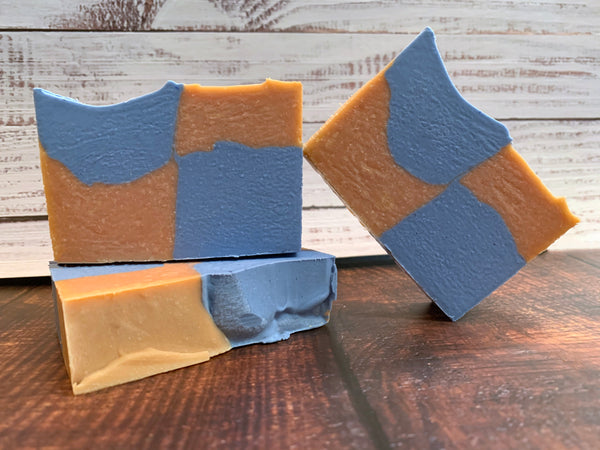 blue and orange beer soap for her handmade in texas by spunkndisorderly craft beer soaps with love street blonde from karbach brewing company houston texas brewery peach and citrus scented soap
