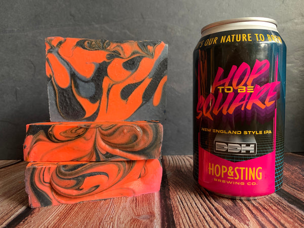 craft beer soap handmade in texas with hop to be square craft beer from hop and sting brewing co  grapevine texas craft brewery orange black grey beer soap for him with activated charcoal spunkndisorderly